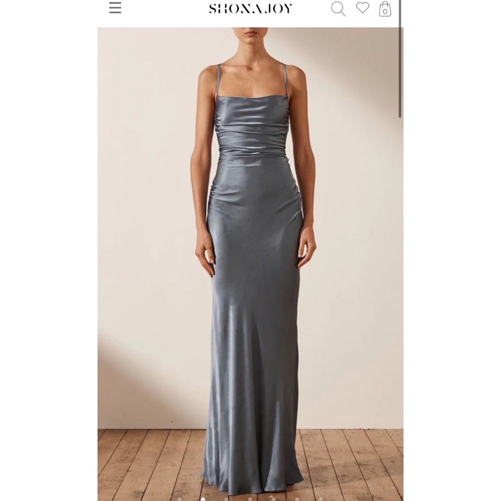 Shona Joy La Lune Lace Back Maxi Dress - Blue Smoke